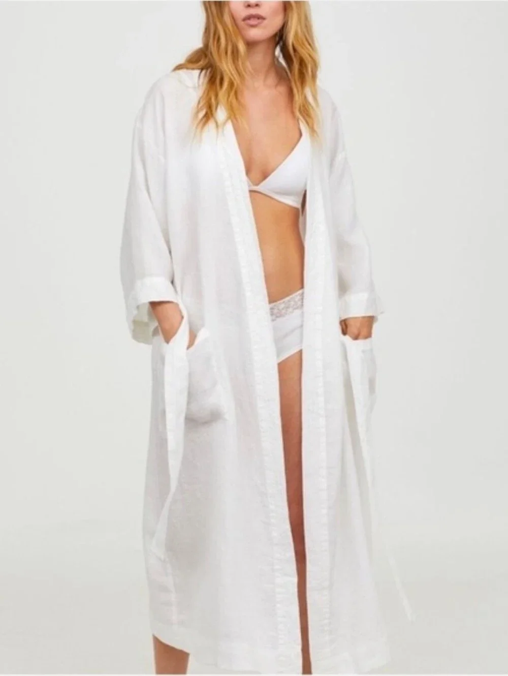 H&M Stone Washed Linen Robe - S/M - Picture 7 of 8